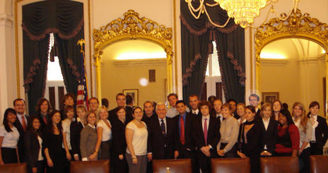 Students with Senator Richard Lugar in the U.S. Capitol